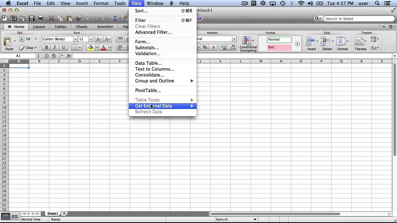 look for files data type excel mac